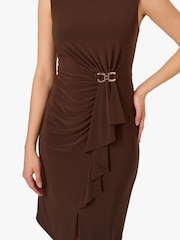 Adrianna Papell Jersey Buckle Sheath Brown Dress - Image 4 of 6
