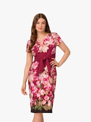 Adrianna Papell Red Tie Front Stretch Twill Dress - Image 1 of 6