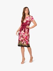 Adrianna Papell Red Tie Front Stretch Twill Dress - Image 4 of 6