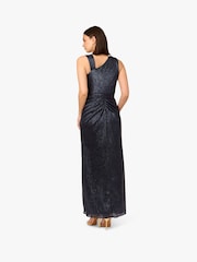 Adrianna Papell Blue Metallic Foil Long Dress - Image 2 of 6