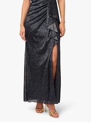 Adrianna Papell Blue Metallic Foil Long Dress - Image 5 of 6