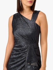 Adrianna Papell Blue Metallic Foil Long Dress - Image 6 of 6