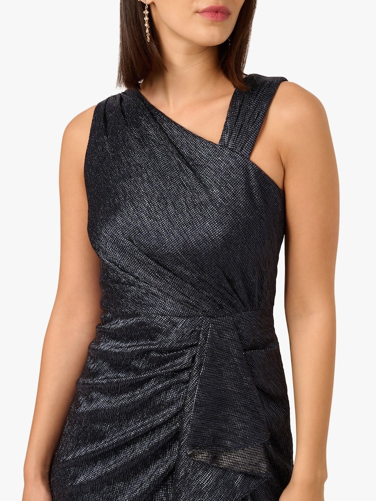 Adrianna Papell Blue Metallic Foil Long Dress - Image 6 of 6