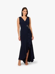 Adrianna Papell Blue Studio Ruffle Flounce Jersey Gown - Image 1 of 6