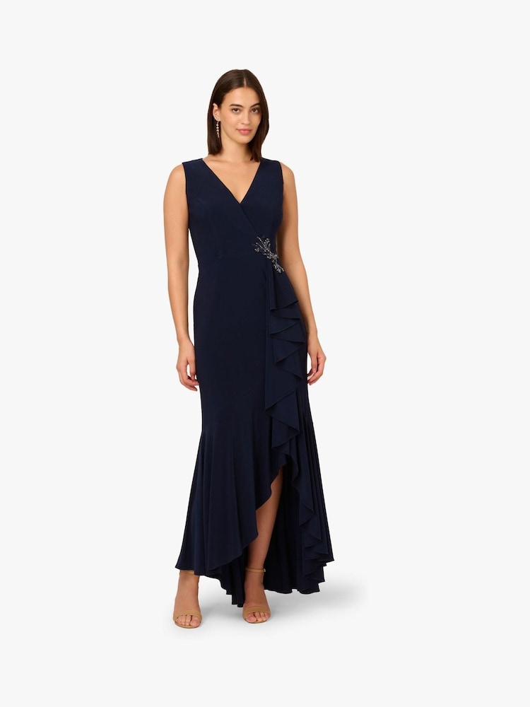 Adrianna Papell Blue Studio Ruffle Flounce Jersey Gown - Image 1 of 6