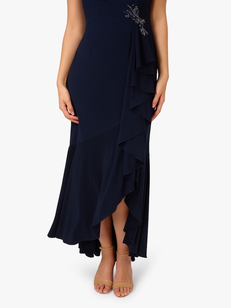Buy Adrianna Papell Blue Studio Ruffle Flounce Jersey Gown from Next USA Buy Adrianna Papell Blue Studio Ruffle Flounce Jersey Gown from Next USA