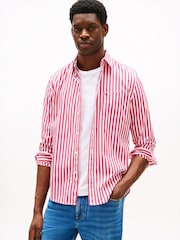 Tommy Hilfiger Pink Regular Fit Flex Stripe Shirt - Image 1 of 5