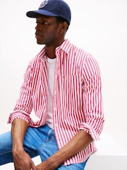 Tommy Hilfiger Pink Regular Fit Flex Stripe Shirt - Image 4 of 5