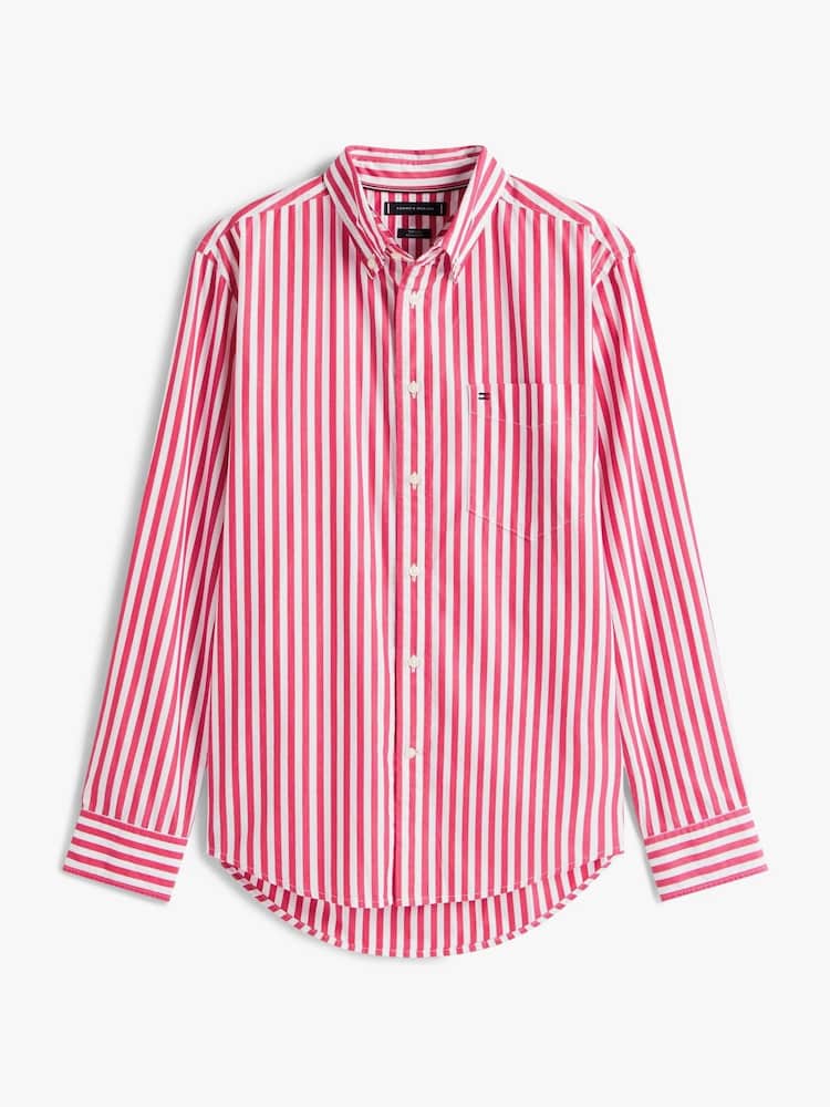 Tommy Hilfiger Pink Regular Fit Flex Stripe Shirt - Image 5 of 5