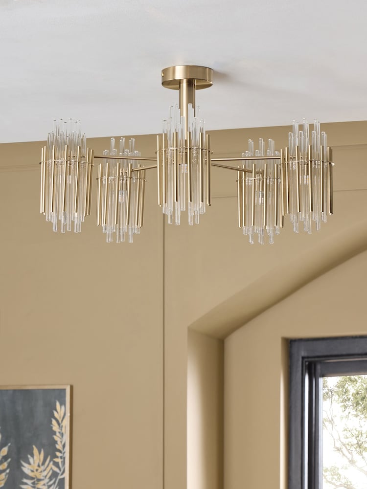 Brass Arundel 5 Light Flush Fitting Ceiling Light - Image 2 of 5