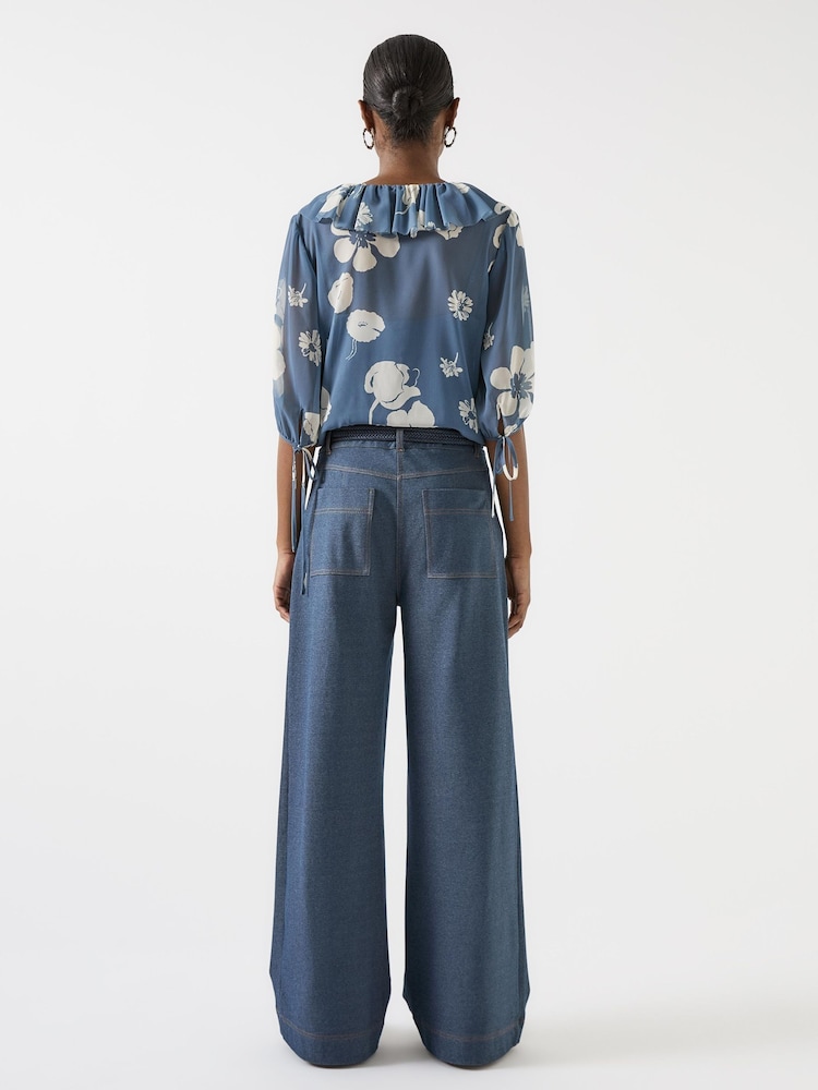 LK Bennett Blue Freya Midnight Stretch Ponte Denim Trousers - Image 2 of 3