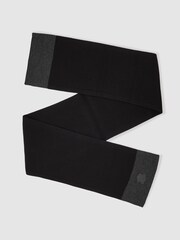 Reiss Black Bennett Monogram Appliqué Wool Scarf - Image 2 of 5