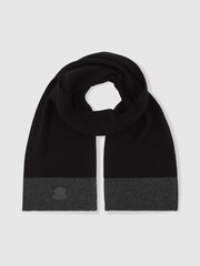 Reiss Black Bennett Monogram Appliqué Wool Scarf - Image 3 of 5