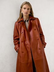 Reiss Hattie Leather Double-Breasted Trench Coat - Imagem 1 de 8
