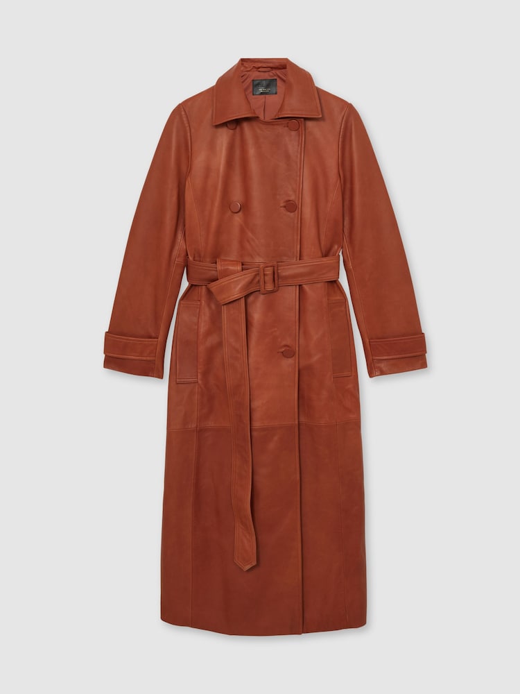 Reiss Hattie Leather Double-Breasted Trench Coat - Imagem 2 de 8