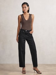 Reiss Black Selin Mid Rise Straight Leg Jeans - Image 1 of 5