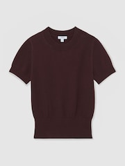 Reiss Burgundy Anita Cotton And Wool Crew-Neck Top - Image 2 of 6