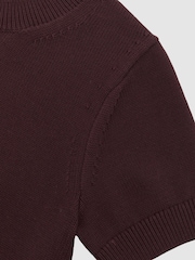 Reiss Burgundy Anita Cotton And Wool Crew-Neck Top - Image 6 of 6