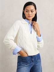 Reiss Ivory Lissy Cable Stitch Jumper - Image 1 of 6