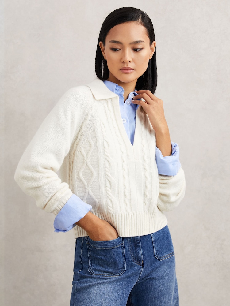Reiss Ivory Lissy Cable Stitch Jumper - Image 1 of 6