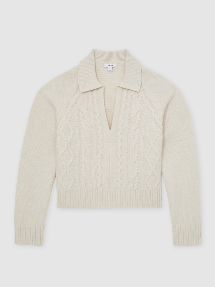 Reiss Ivory Lissy Cable Stitch Jumper - Image 2 of 6