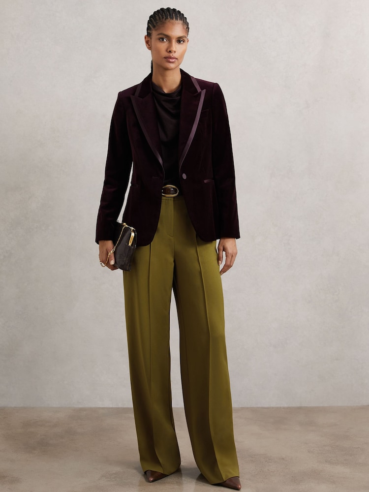 Reiss Green Luisa Wide-Leg Pintuck Trousers - Image 1 of 6 Reiss Green Luisa Wide-Leg Pintuck Trousers - Image 1 of 6