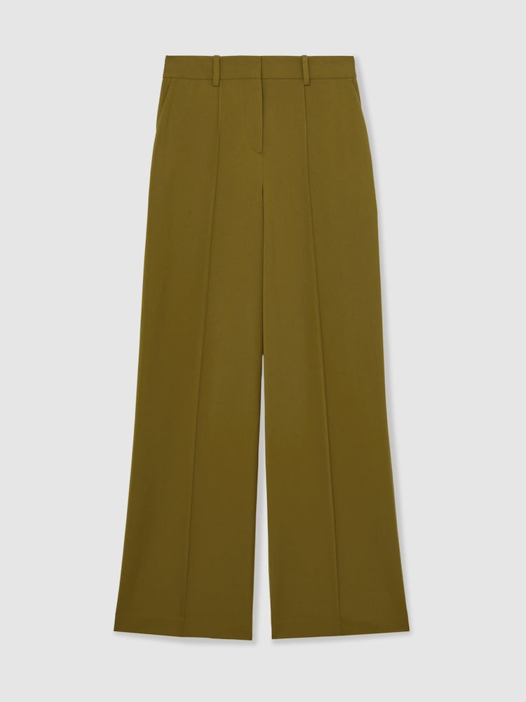 Reiss Green Luisa Wide-Leg Pintuck Trousers - Image 2 of 6 Reiss Green Luisa Wide-Leg Pintuck Trousers - Image 2 of 6