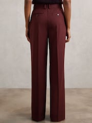 Reiss Burgundy Luisa Petite Wide-Leg Pintuck Trousers - Image 5 of 7