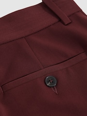 Reiss Burgundy Luisa Petite Wide-Leg Pintuck Trousers - Image 6 of 7