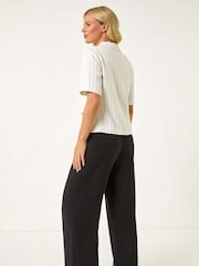Roman White Petite Linen Mix Buttoned Jacket - Image 3 of 5