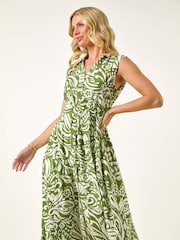Roman Green Petite Abstract Midi Shirt Dress - Image 1 of 5