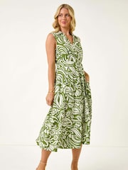 Roman Green Petite Abstract Midi Shirt Dress - Image 2 of 5