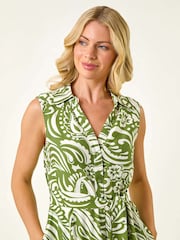 Roman Green Petite Abstract Midi Shirt Dress - Image 4 of 5