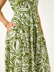 Roman Green Petite Abstract Midi Shirt Dress - Image 5 of 5