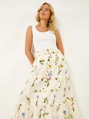 Roman Petite Blomstrete Print Rynket Midiskjørt - Bilde 1 av 5