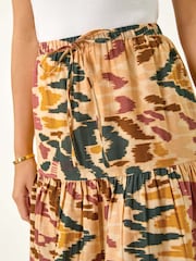 Roman Natural Petite Abstract Tiered Midi Skirt - Image 5 of 5