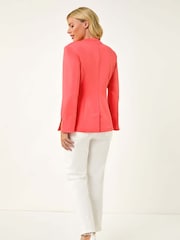 Roman Pink Petite Collarless Statement Button Jacket - Image 3 of 5