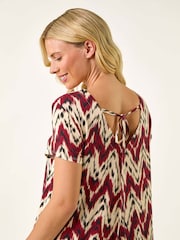 Roman Brown Petite Abstract Print Swing Stretch Dress - Image 5 of 5