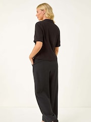 Roman Black Petite Linen Mix Buttoned Jacket - Image 3 of 5