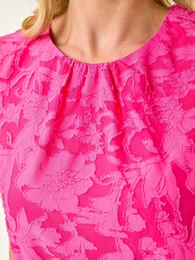 Roman Pink Petite Jacquard Bubble Hem Vest Top - Image 5 of 5