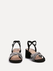 Linzi Black Gracie Diamante Front Strap Low Block Sandals - Image 3 of 5