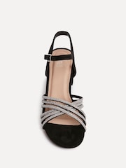 Linzi Black Gracie Diamante Front Strap Low Block Sandals - Image 4 of 5