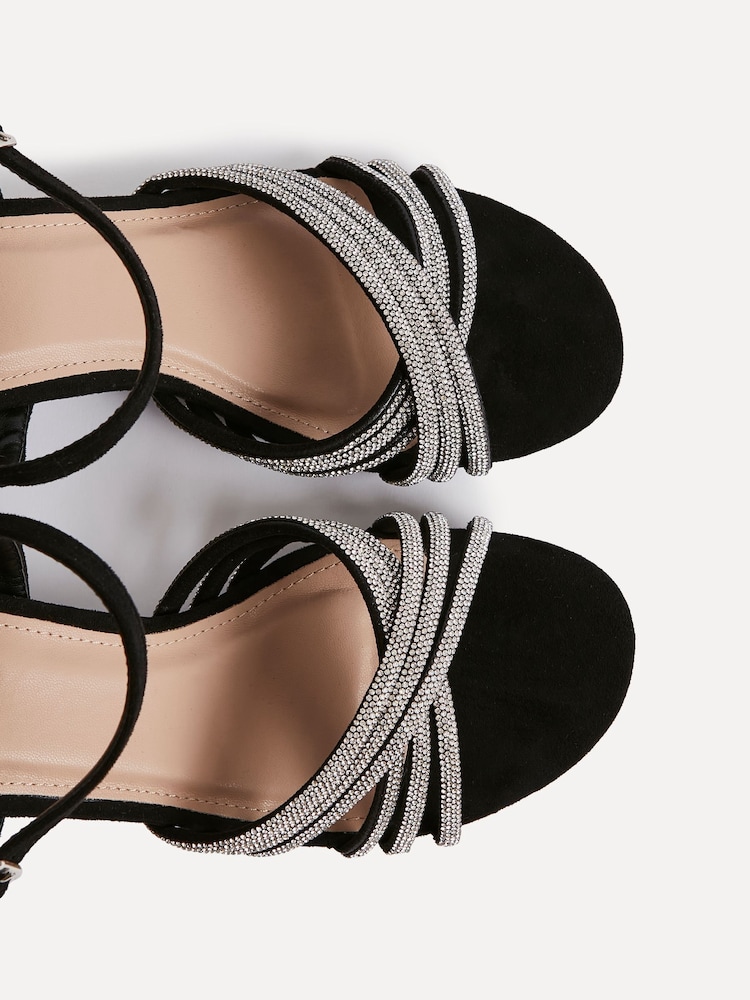 Linzi Black Gracie Diamante Front Strap Low Block Sandals - Image 5 of 5 Linzi Black Gracie Diamante Front Strap Low Block Sandals - Image 5 of 5