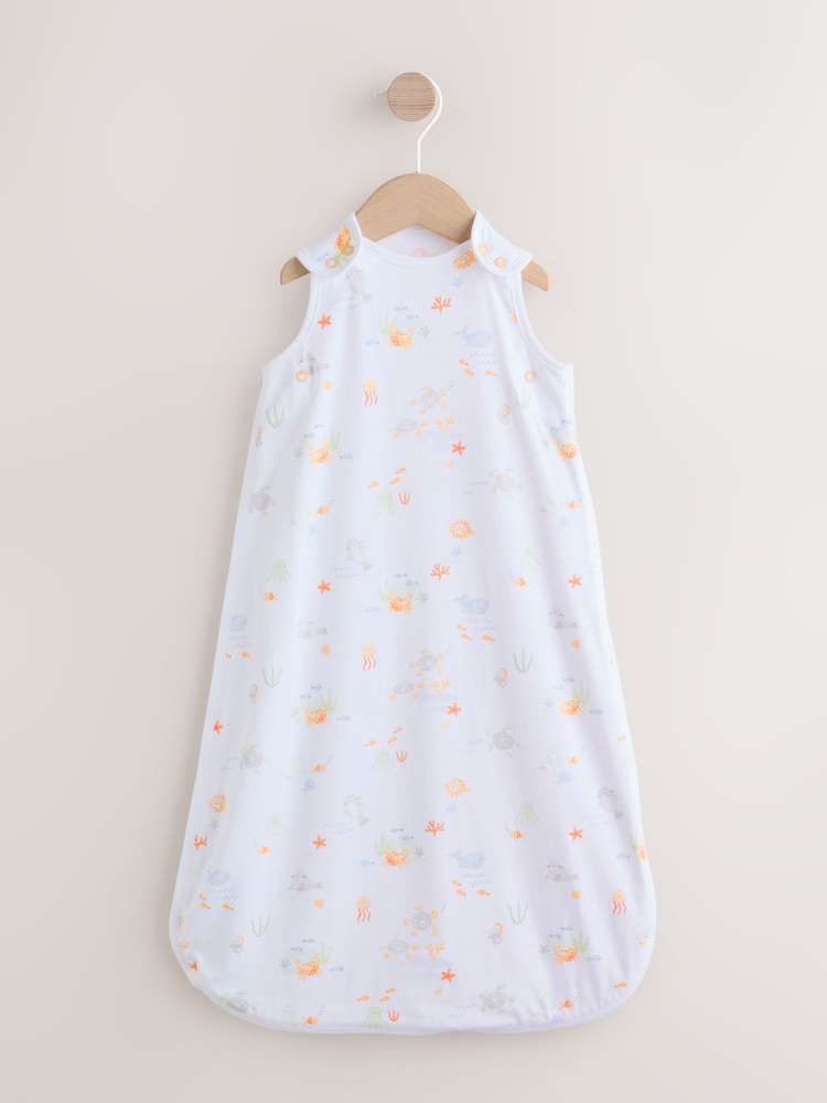 Neutral Mini Sea Print 0.5 Tog Sleeveless Baby Sleep Bag - Image 1 of 8