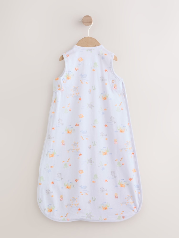 Neutral Mini Sea Print 0.5 Tog Sleeveless Baby Sleep Bag - Image 2 of 8