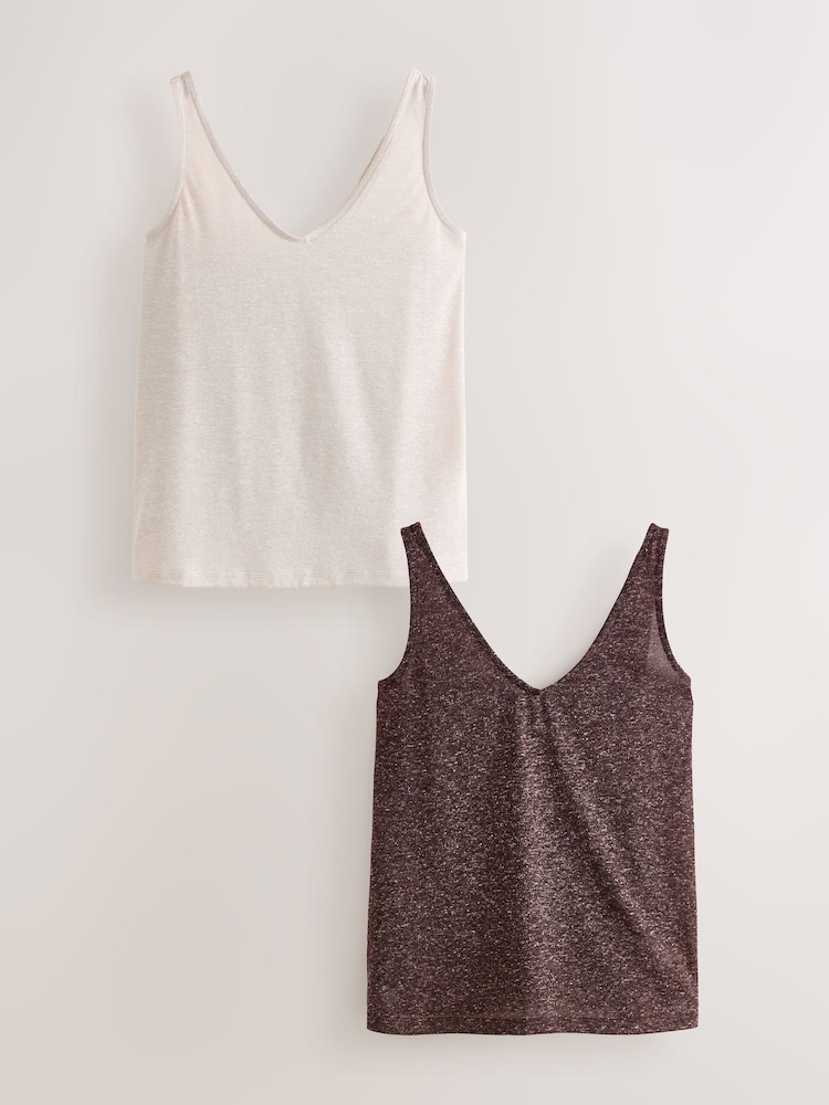 Chocolate/Sage Linen Blend Vests 2 Pack - Image 1 of 6 Chocolate/Sage Linen Blend Vests 2 Pack - Image 1 of 6