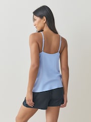 Blue Printed Lace Broderie Cami Vest 2 Pack - Image 4 of 9