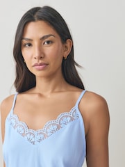 Blue Printed Lace Broderie Cami Vest 2 Pack - Image 5 of 9