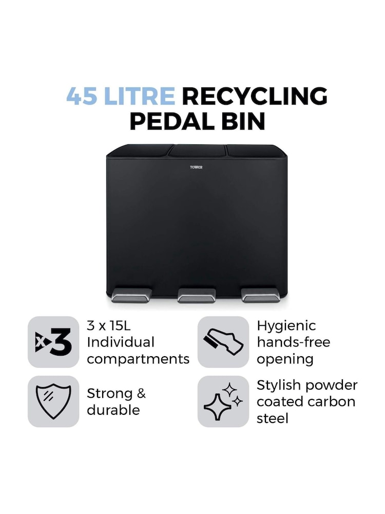 Tower Black Pedal Bin - Image 2 of 8