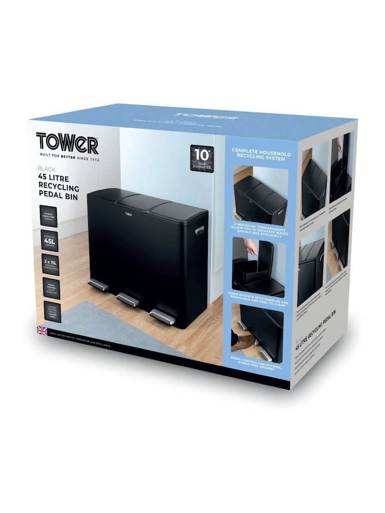 Tower Black Pedal Bin - Image 8 of 8
